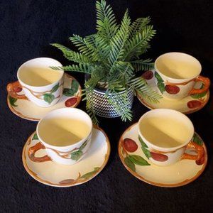 Vtg Franciscan Apple Pattern Flat Cup & Saucer Set
